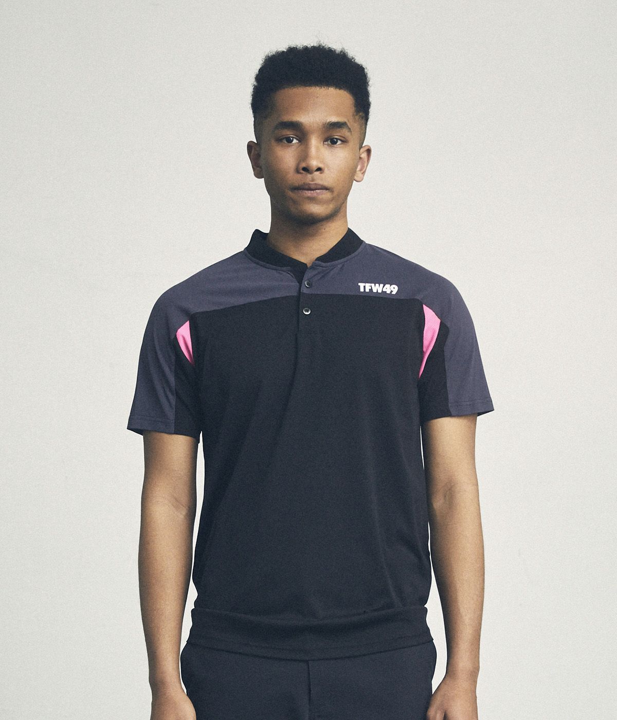 SIDE MESH COLLAR LESS POLO | TFW49（ティーエフダブリュー）Official  